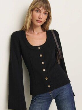 Reformation Karina Regenerative Wool Scoop Neck Cardigan | Large